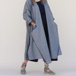 مانتوی لینن آبی بلند